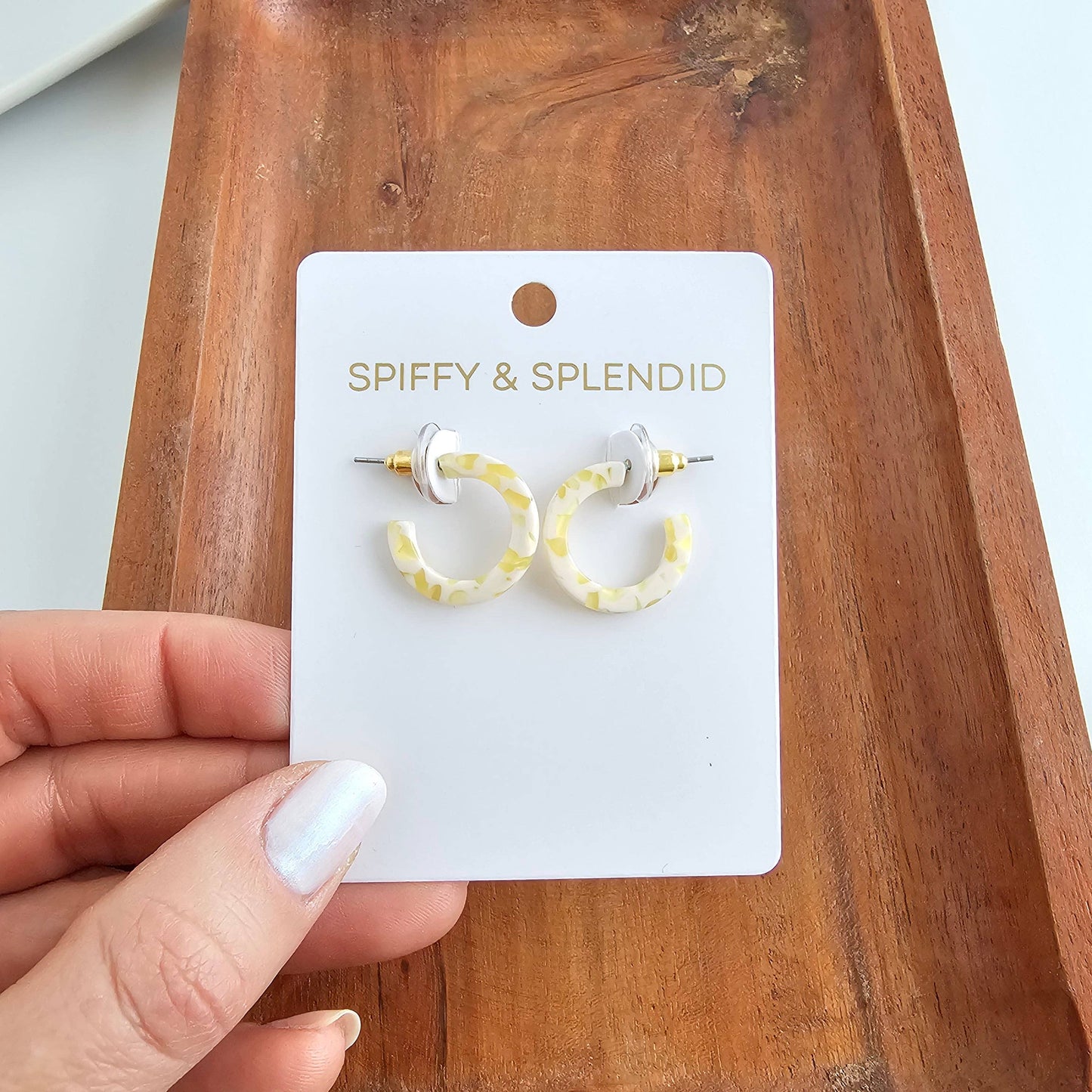 Micro Cam Mini Hoops - Buttercream Dot // Easter Jewelry