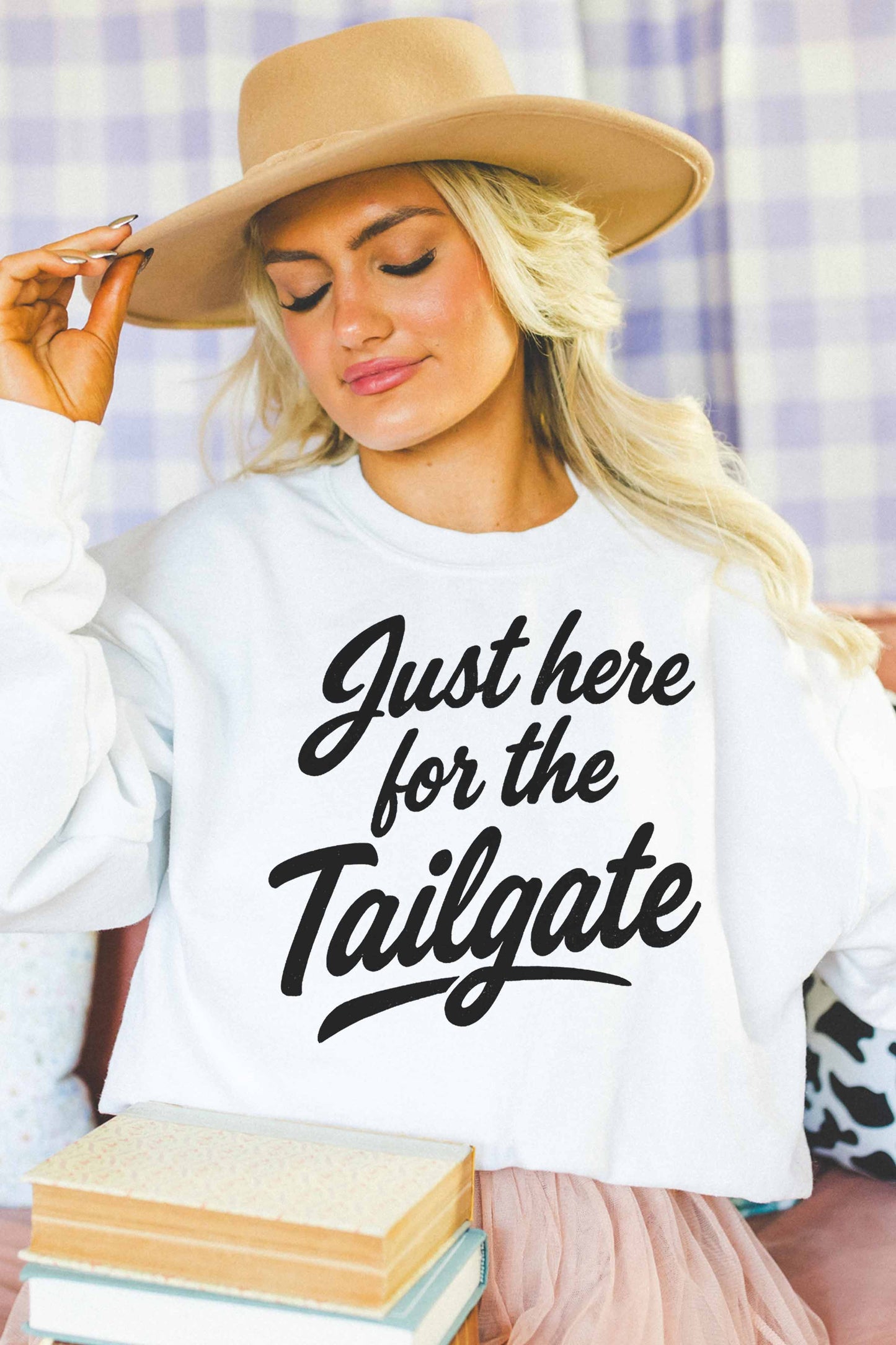 HERE FOR THE TAILGATE OVERSIZED SWEATSHIRT-ASH
