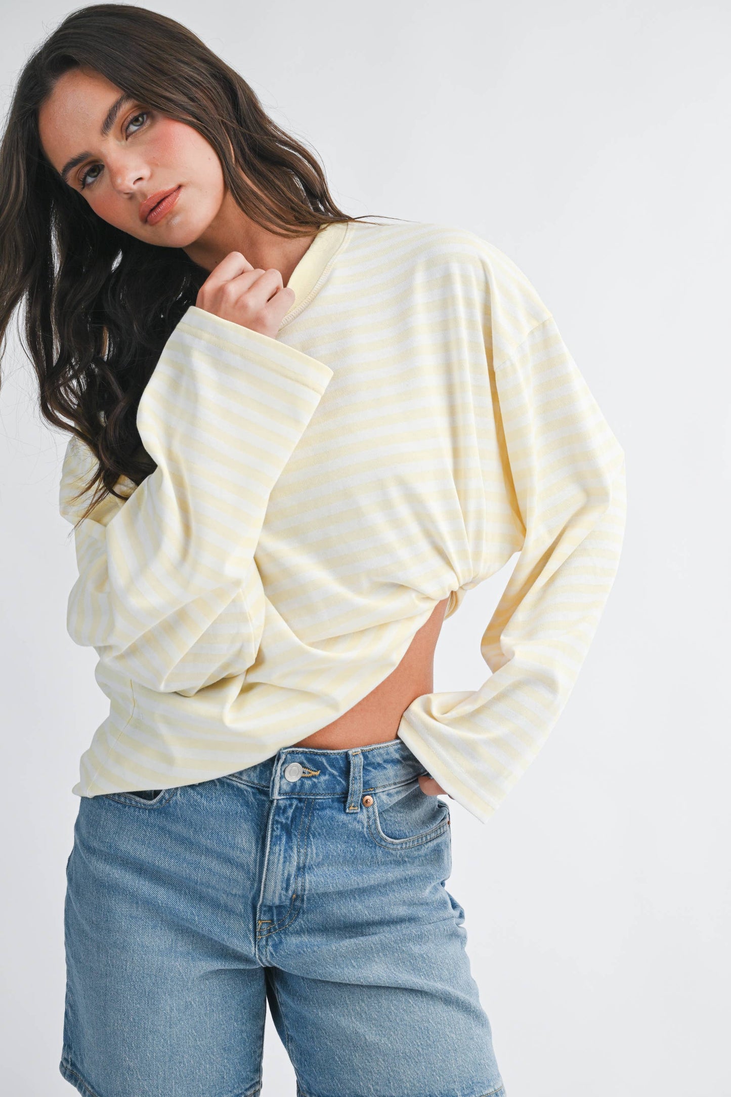 Oversized Stripe Long Sleeve Top