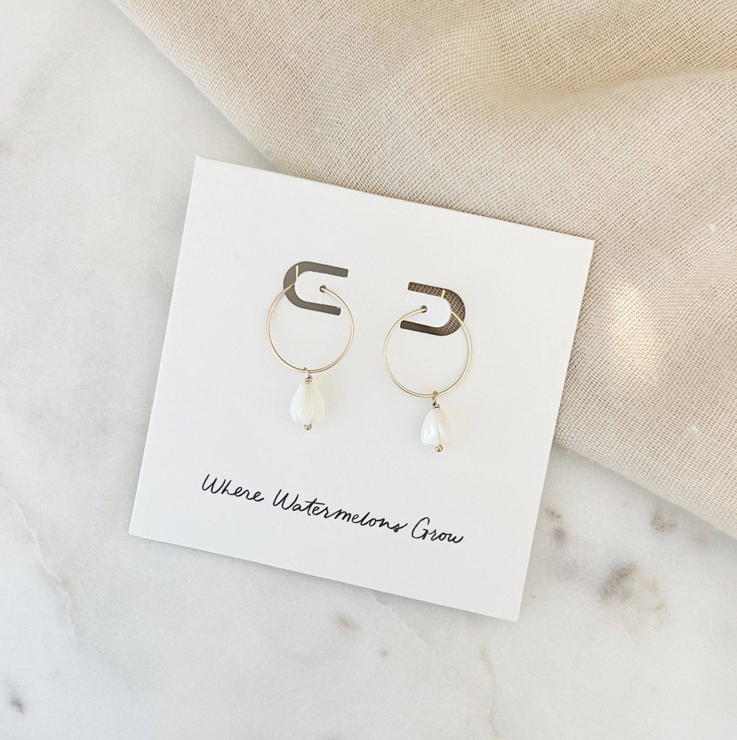 Flower of Love Golden Mini Hoop Earrings