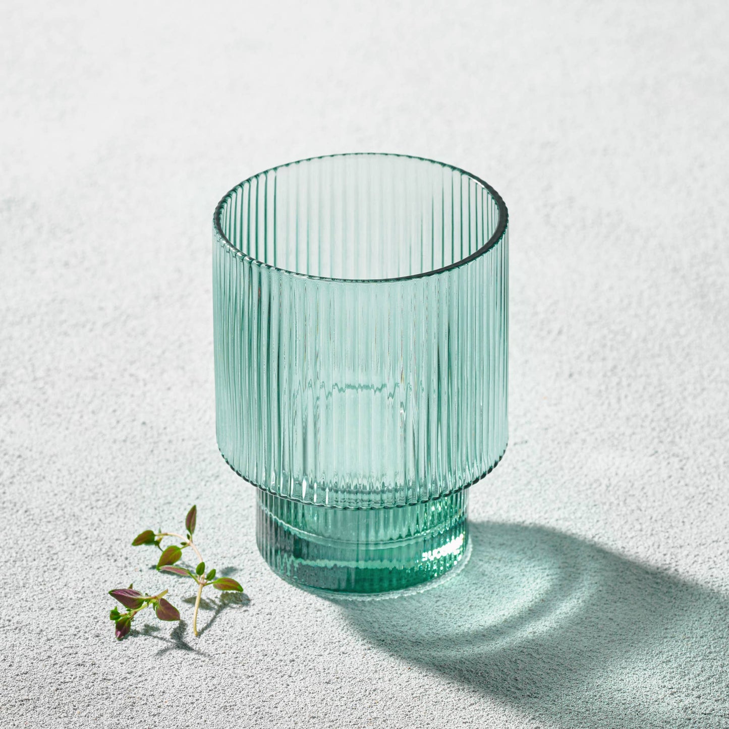 2 Pack Vikko Decor - Malibu, Ribbed Glass, Green, 10 oz Coupe