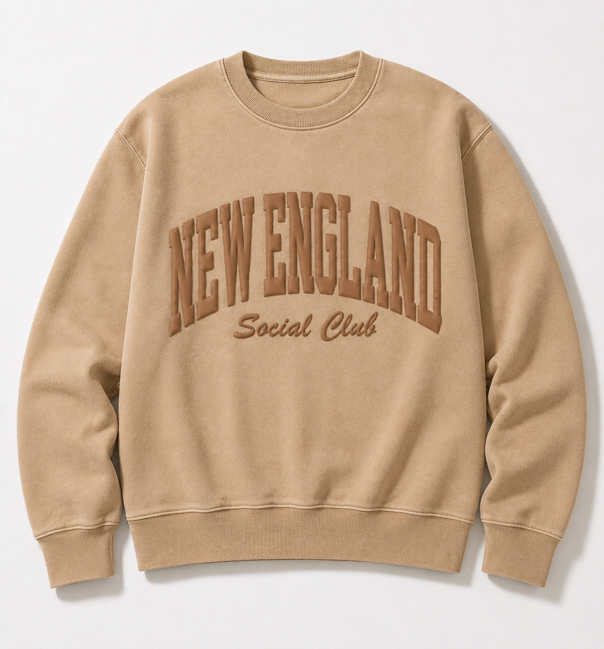 Pigment Burro "New England Social Club" Sweatshirt with Brown Puff