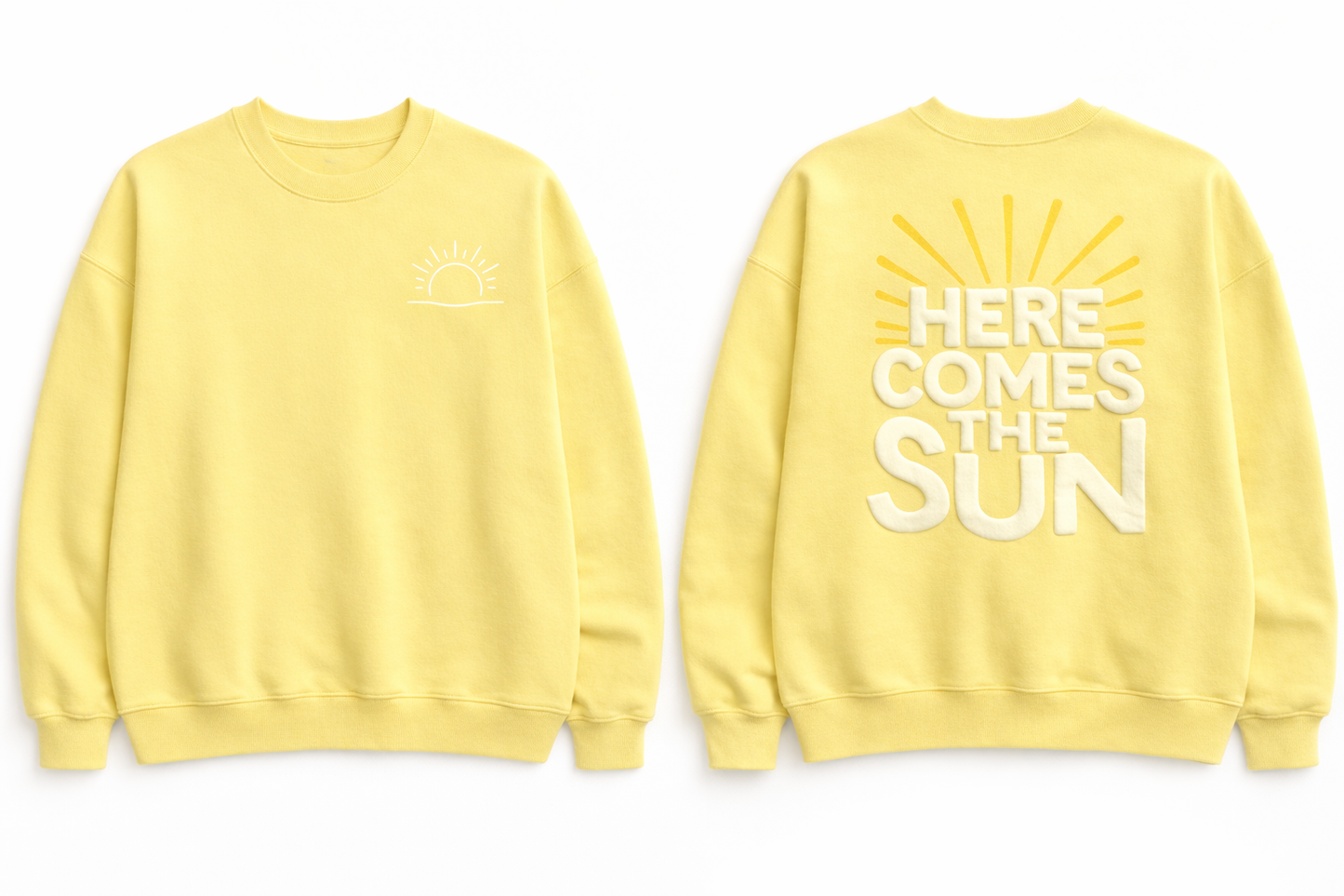Here Comes the Sun Puff Print- Sun Yellow Crew