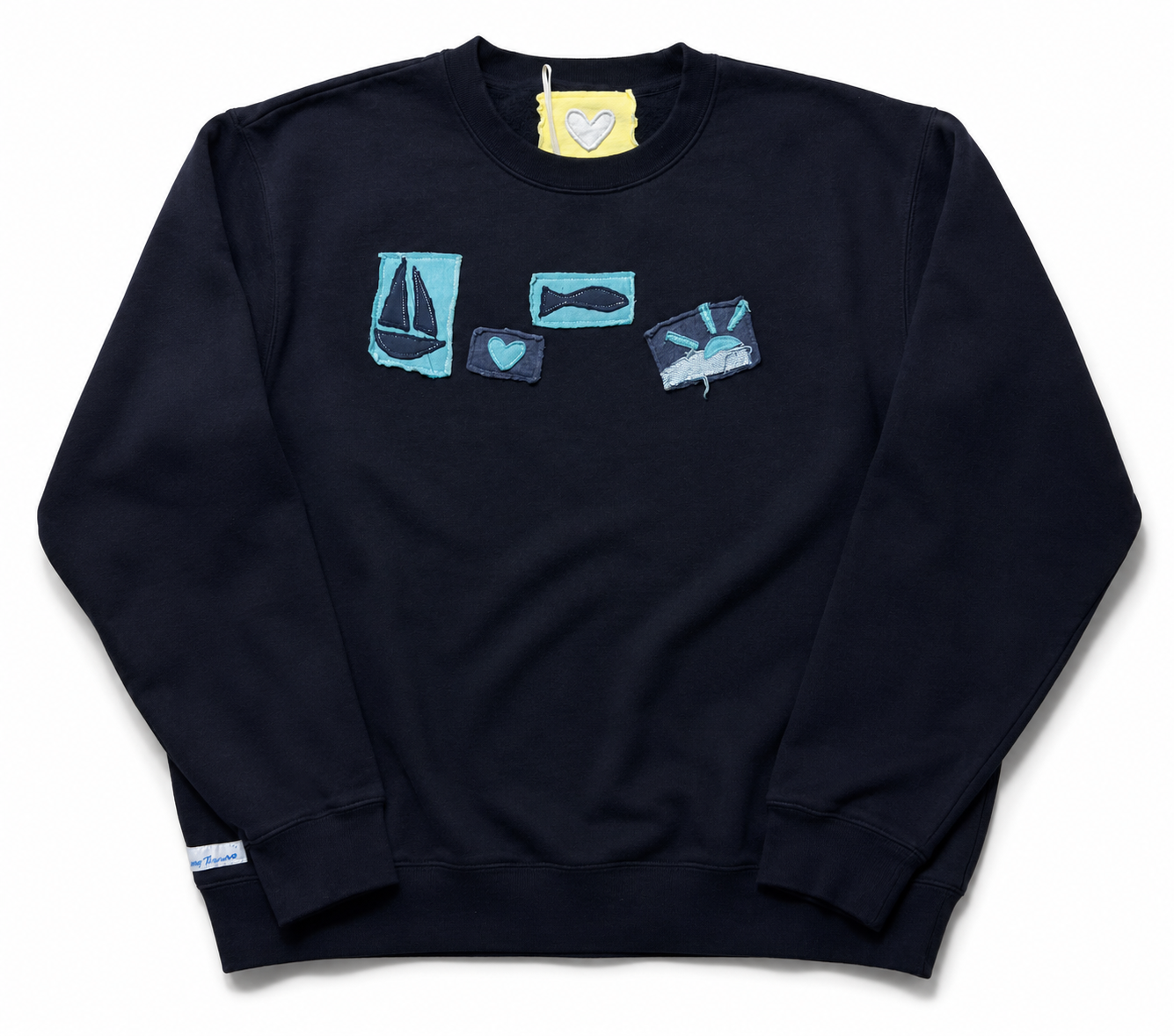 Hand Cut Sail Boat Applique - Crew Navy
