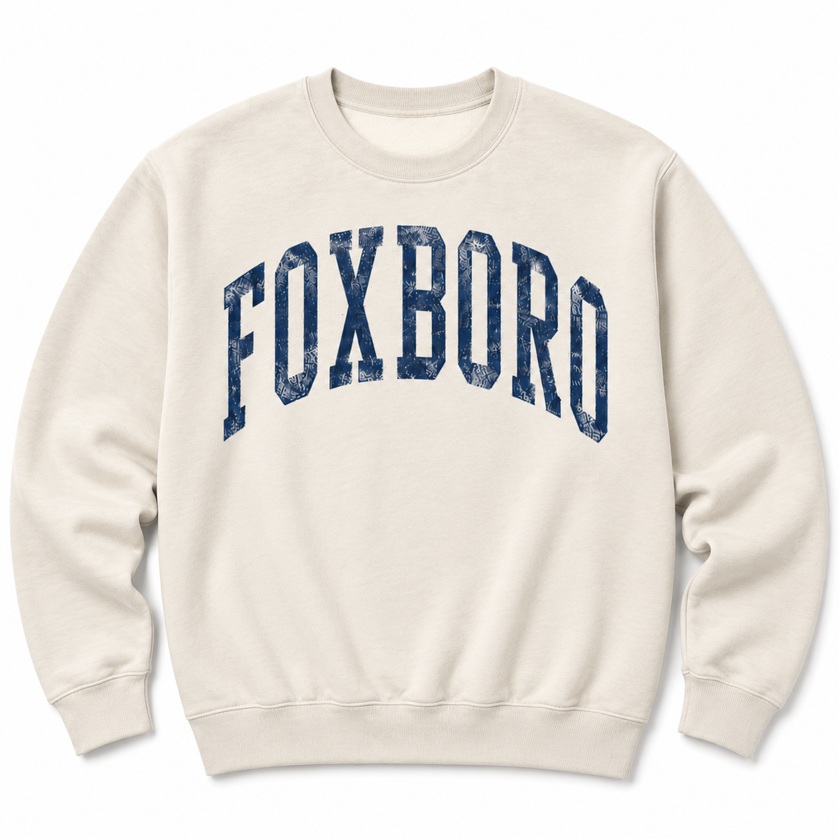 Foxboro Collegiate Distressed Bone Crewneck