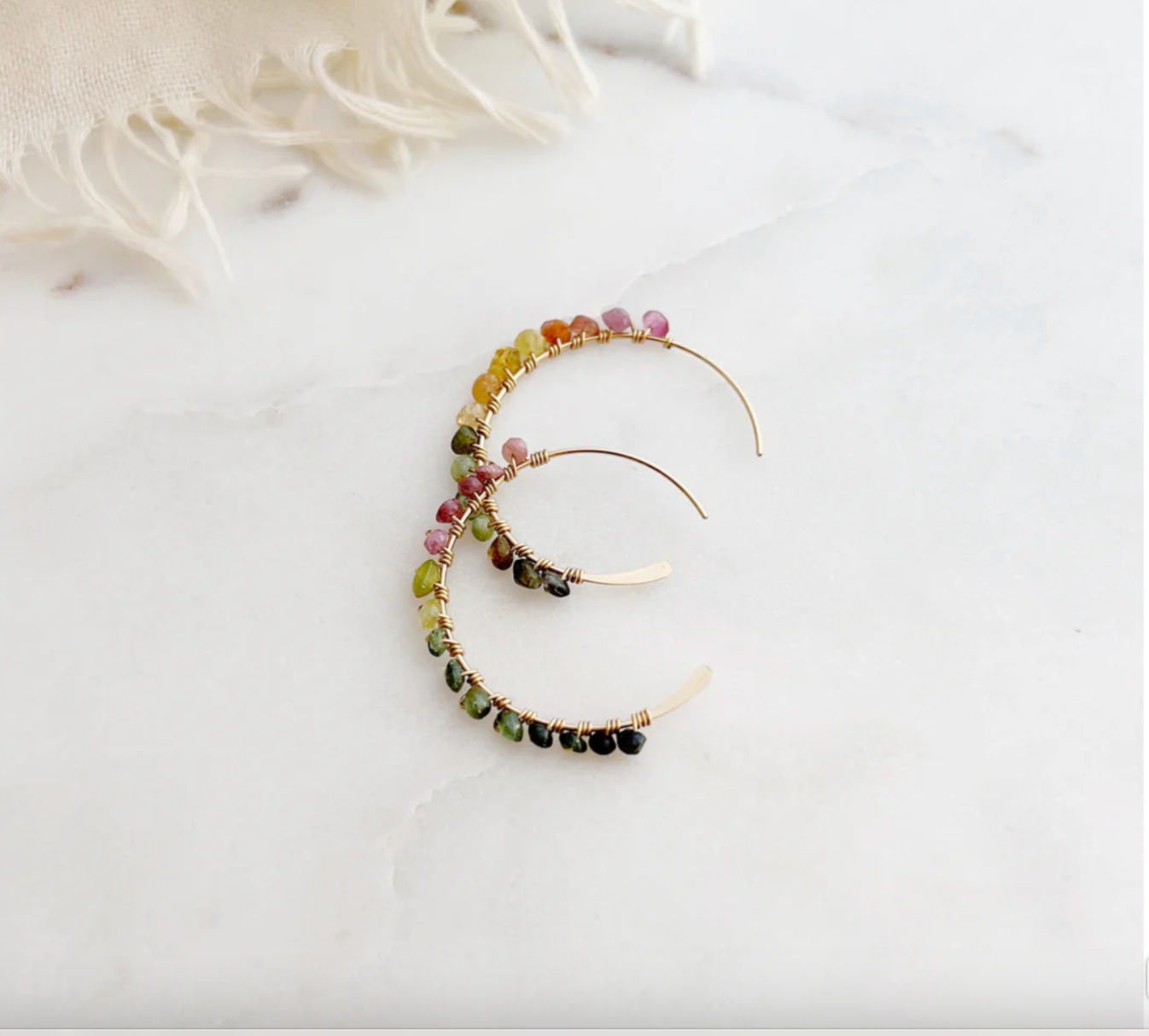 Petite Sea Hoops Earrings- Tourmaline