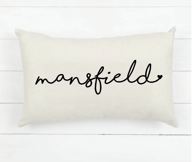 PRE-ORDER! Lumbar Pillow -Mansfield w/Heart
