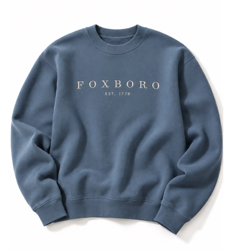 Foxboro 1778- Embroidered Foxboro Carolina Blue Crewneck