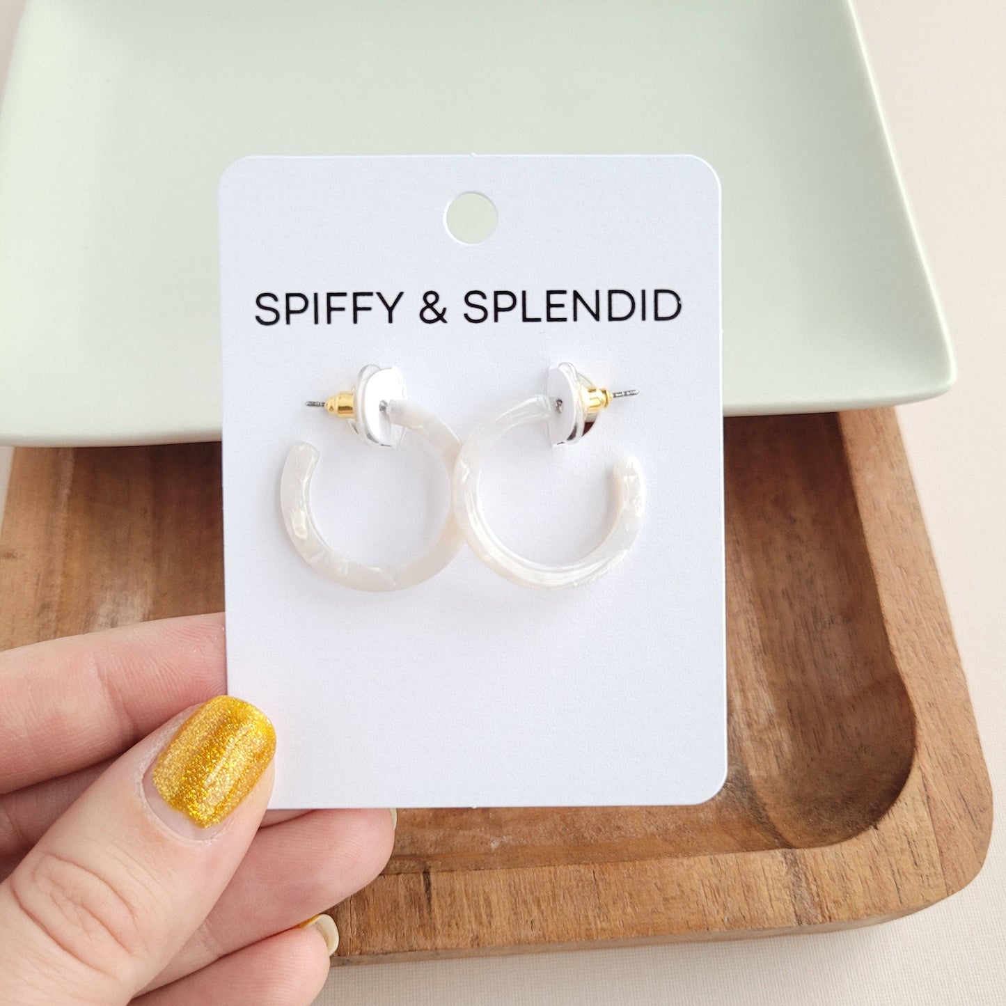 Cam Mini Hoops - Pearl // Jewelry, Earrings