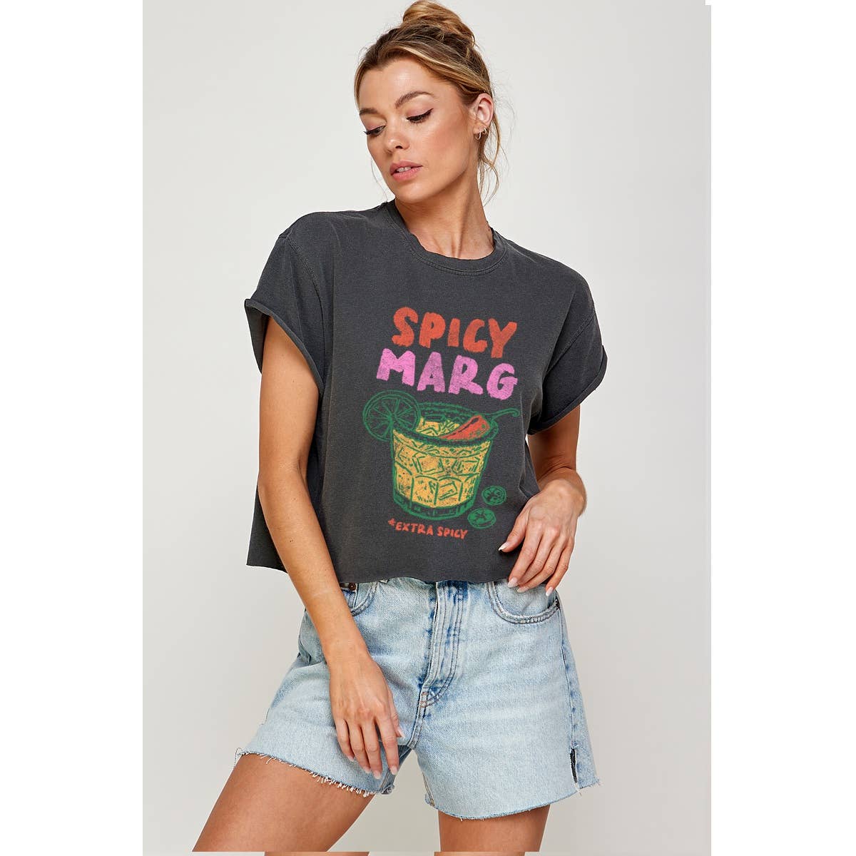 SPICY MARG VINTAGE GRAPHIC CROP TOP