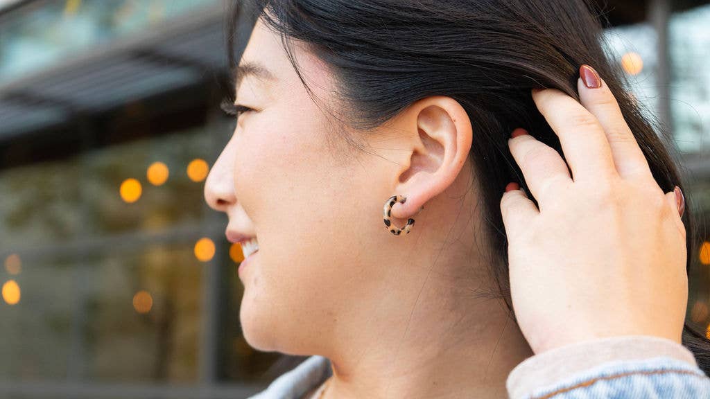 Micro Cam Mini Hoops - Cheetah // Earrings, Fall, Jewelry