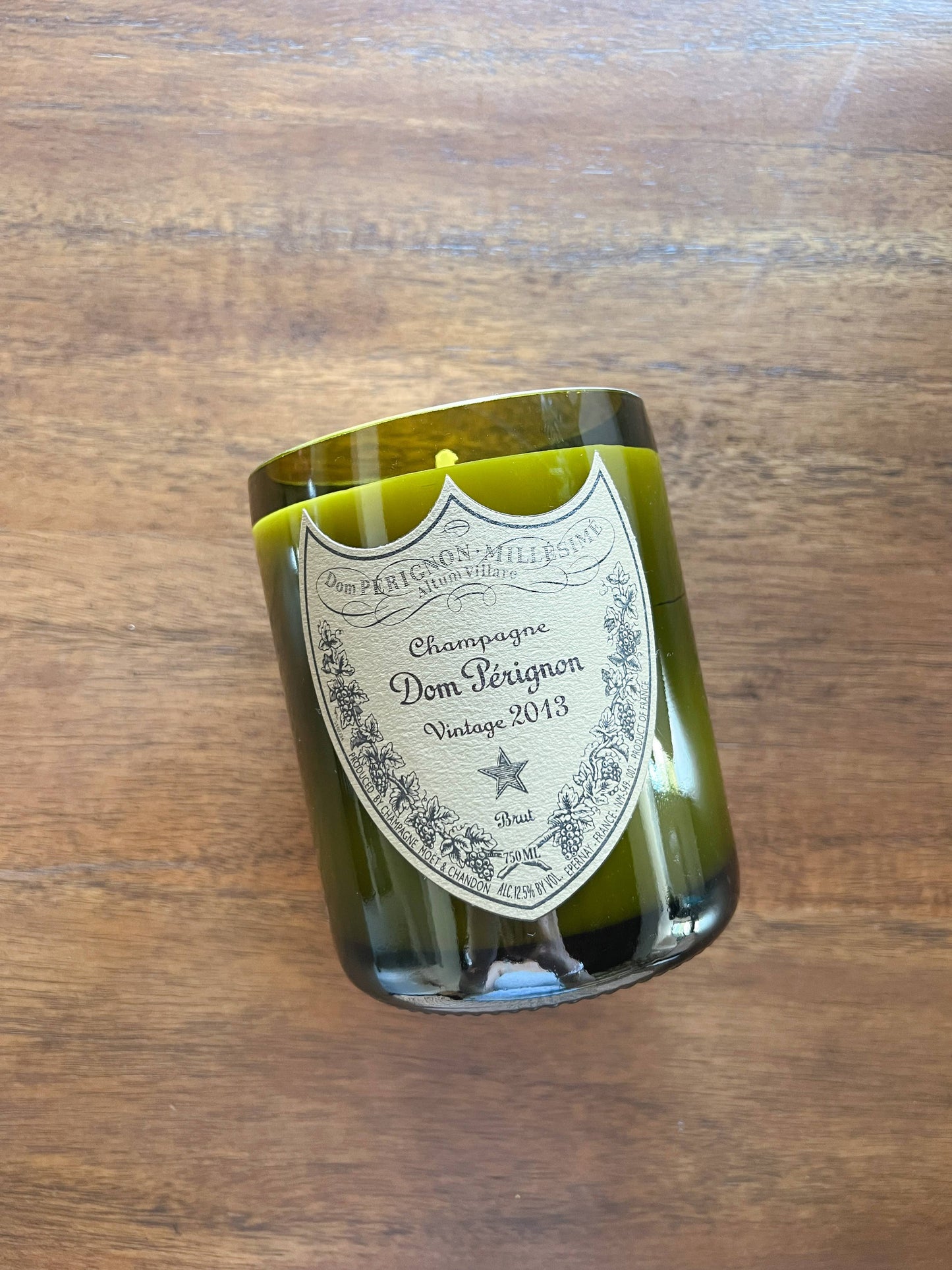 Recycled Dom P Bottle - Vintage Label Candle