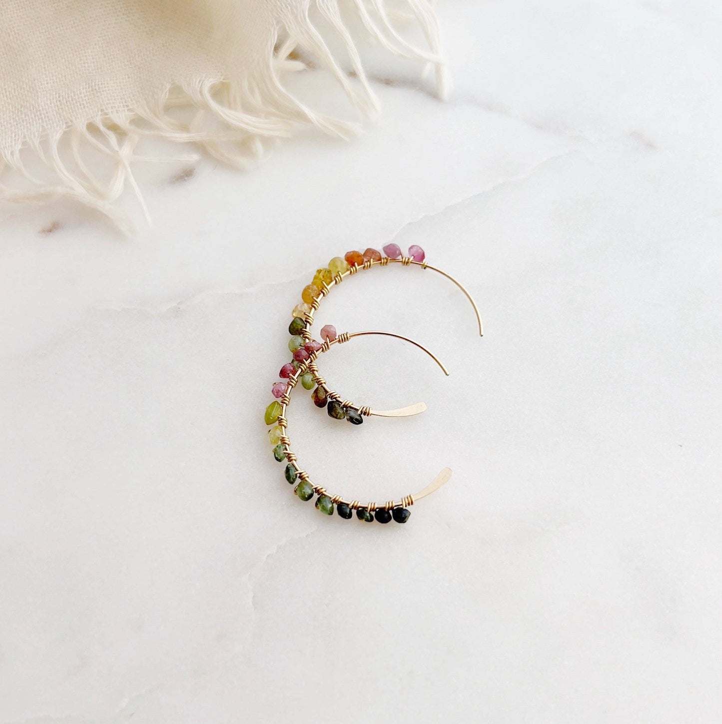 Petite Sea Hoop Earrings - Aquamarine
