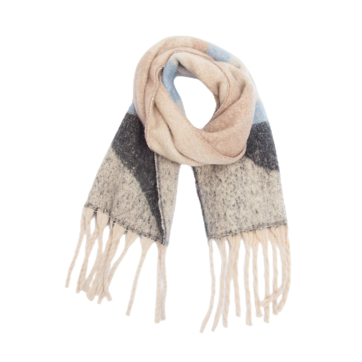 Soft Chunky Abstract Fleece Scarf with Tassel (9 colors)