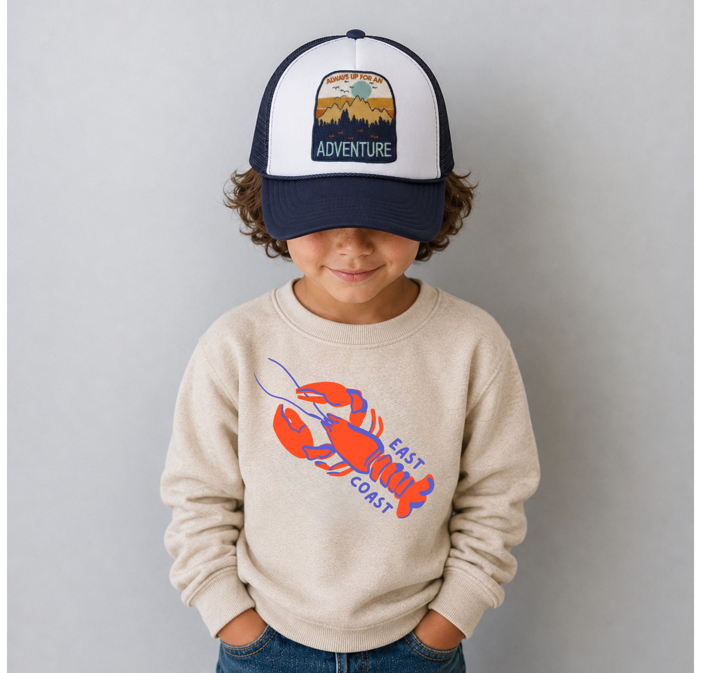 Kids Crewneck Sweatshirt- East Coast Lobster