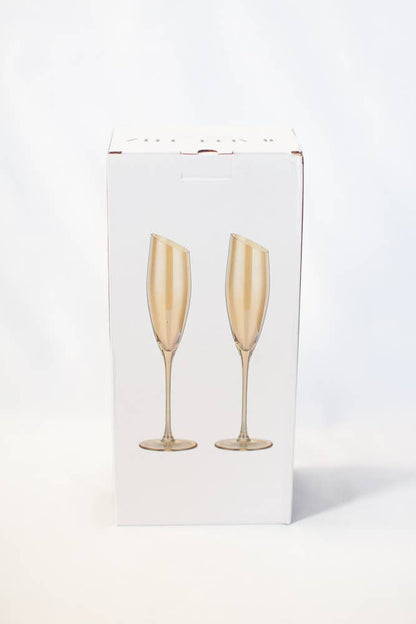Slant Collection Gold Champagne Glasses, Set of 2