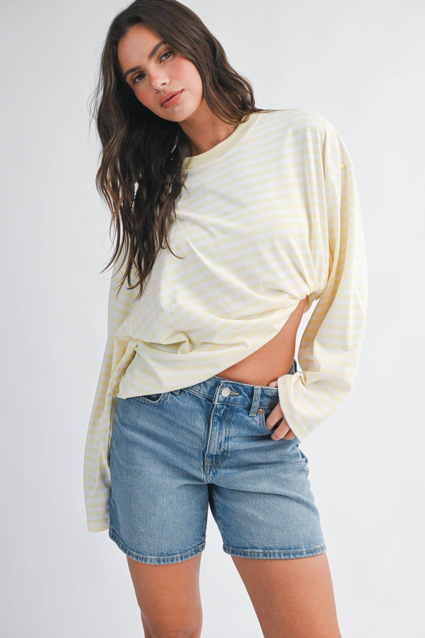 Oversized Stripe Long Sleeve Top