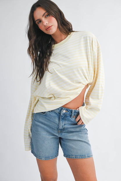 Oversized Stripe Long Sleeve Top