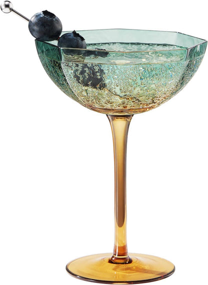 Hexagonal Coupe Glasses Modern & Elegant 2 Set