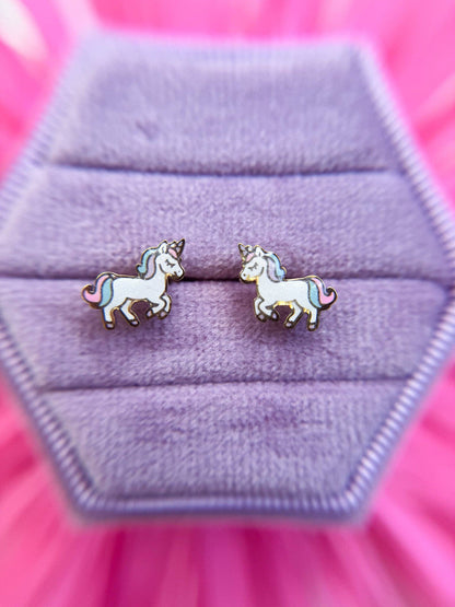 Rainbow Unicorn Stud Earrings