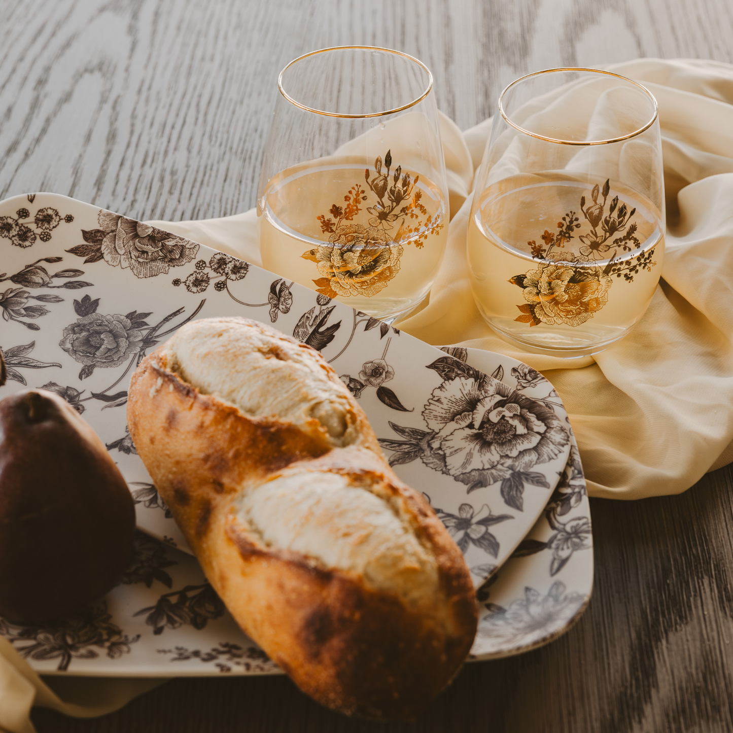 Delft Stemless Wine Glasses, Boxed Set of 2