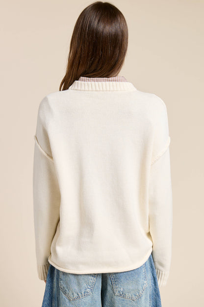 Outseam Detail Crewneck Knit Sweater