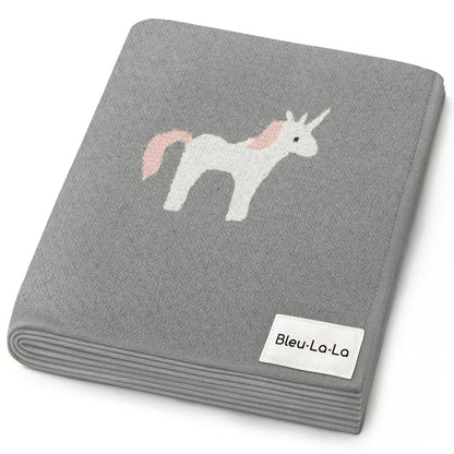 100% Luxury Cotton Swaddle Receiving Baby Blanket - Unicorn
