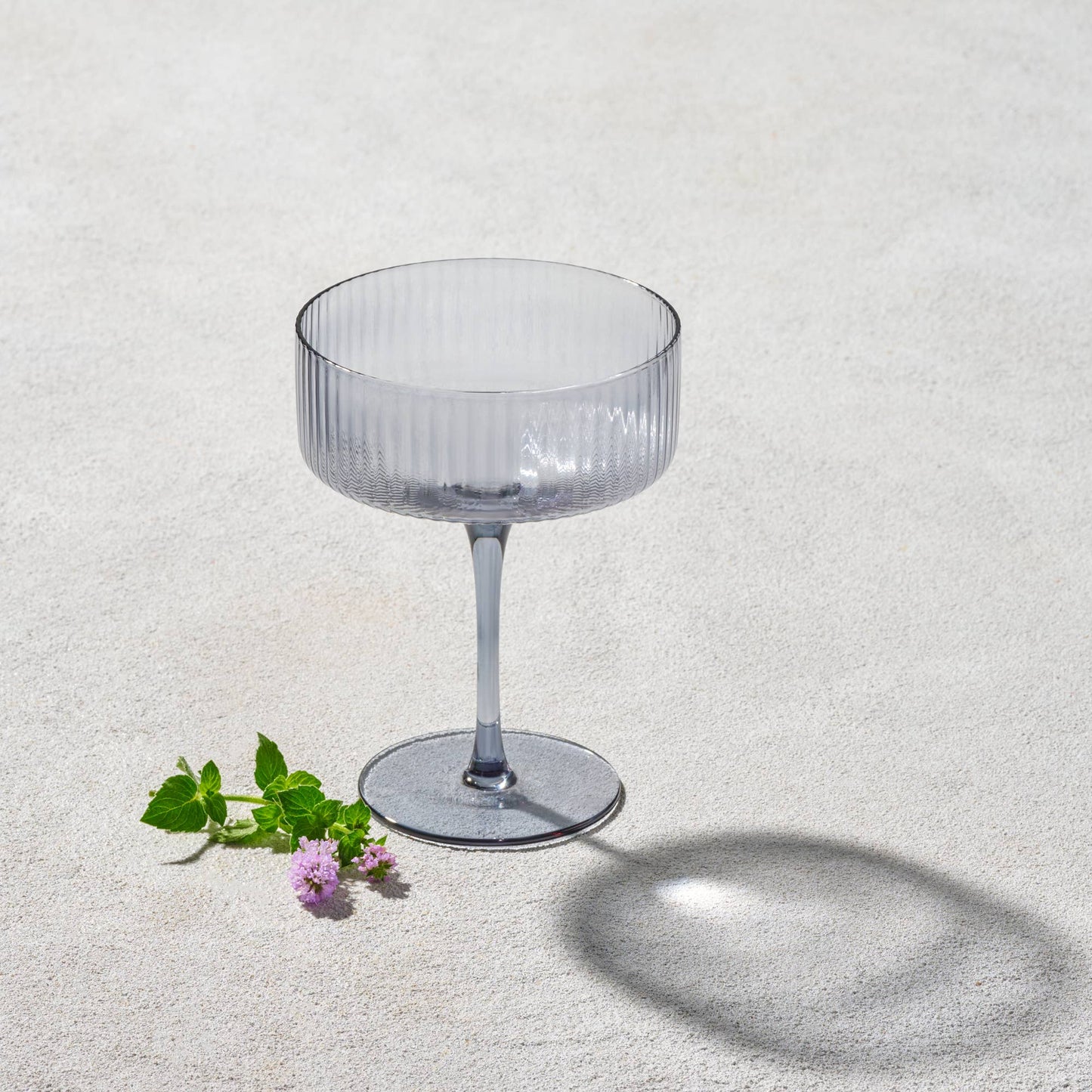 2 Pack Vikko Decor - Malibu, Ribbed Glass, Smoke 10 0z Coupe