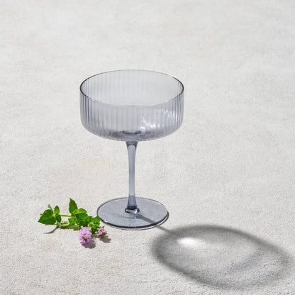 2 Pack Vikko Decor - Malibu, Ribbed Glass, Smoke 10 0z Coupe