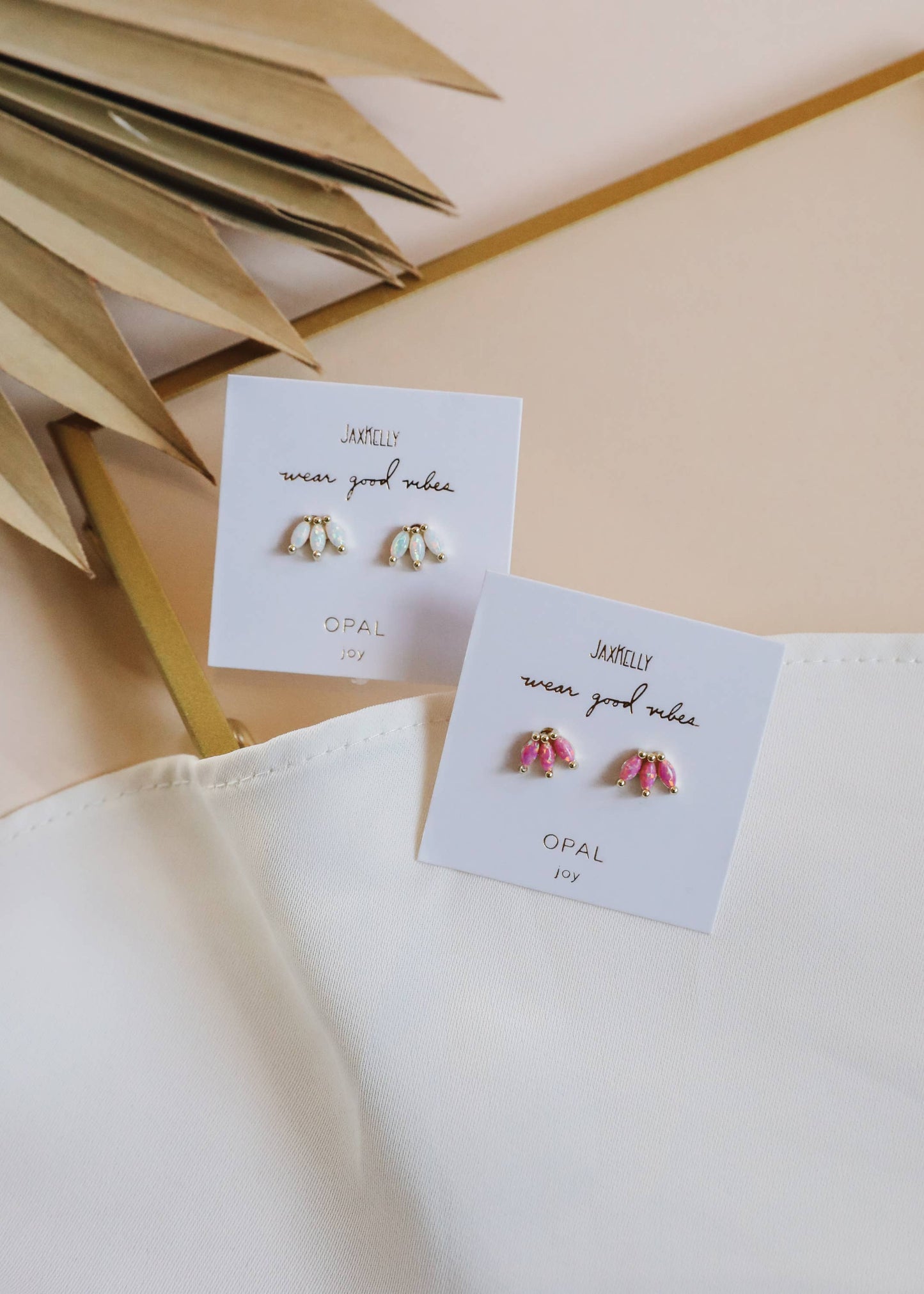 Opal Crown Stud - Pink - Gold Earrings