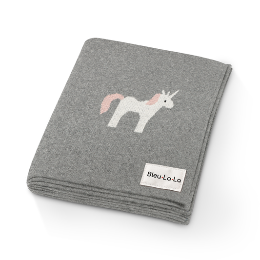 100% Luxury Cotton Swaddle Receiving Baby Blanket - Unicorn