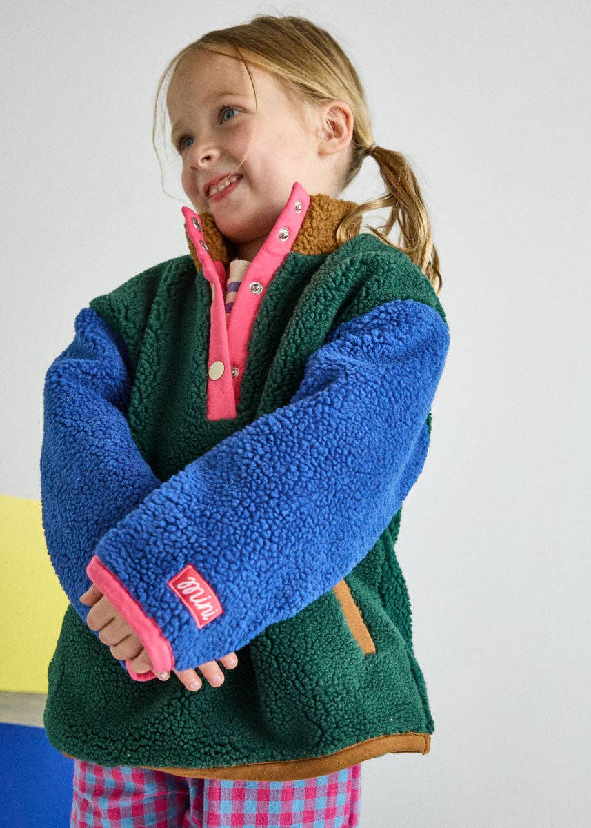 Color Block Fleece Pullover - Pink