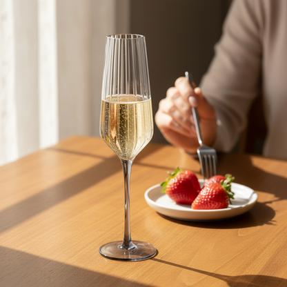 2 Pack Vikko - Decor, Elegant, Champagne Flute Glass, Smoked, 9 Oz