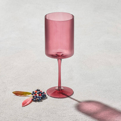 2 Pack Vikko Decor - Malibu, Ribbed Glass, Plum, 10 oz Coupe