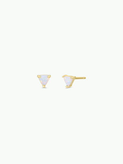 Mini Energy Gem - White Opal - Gold Earrings