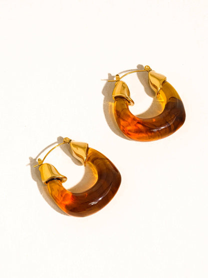 Arlowe 18K Gold Non-Tarnish Resin Hoop Earrings