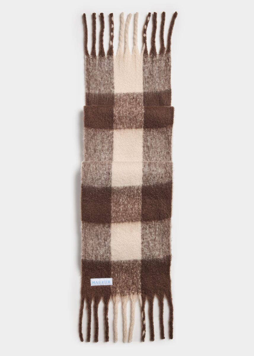Oversized Blanket Scarf - Espresso & Cream Plaid