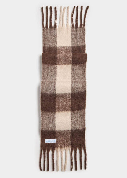Oversized Blanket Scarf - Espresso & Cream Plaid