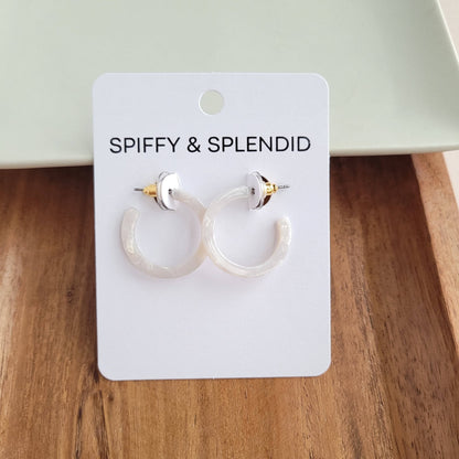 Cam Mini Hoops - Pearl // Jewelry, Earrings
