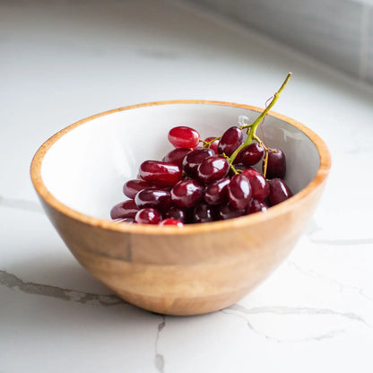 Wood + White Collection Mango Wood Salad/Serving Bowl, Med.