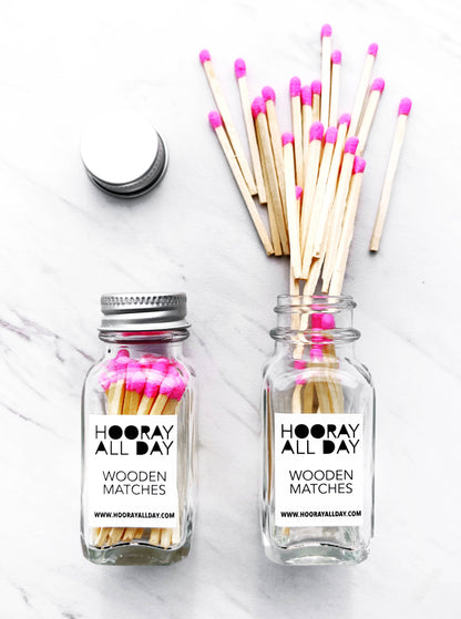 Colorful Wooden Matches In Little Glass Bottle - New Colors!
