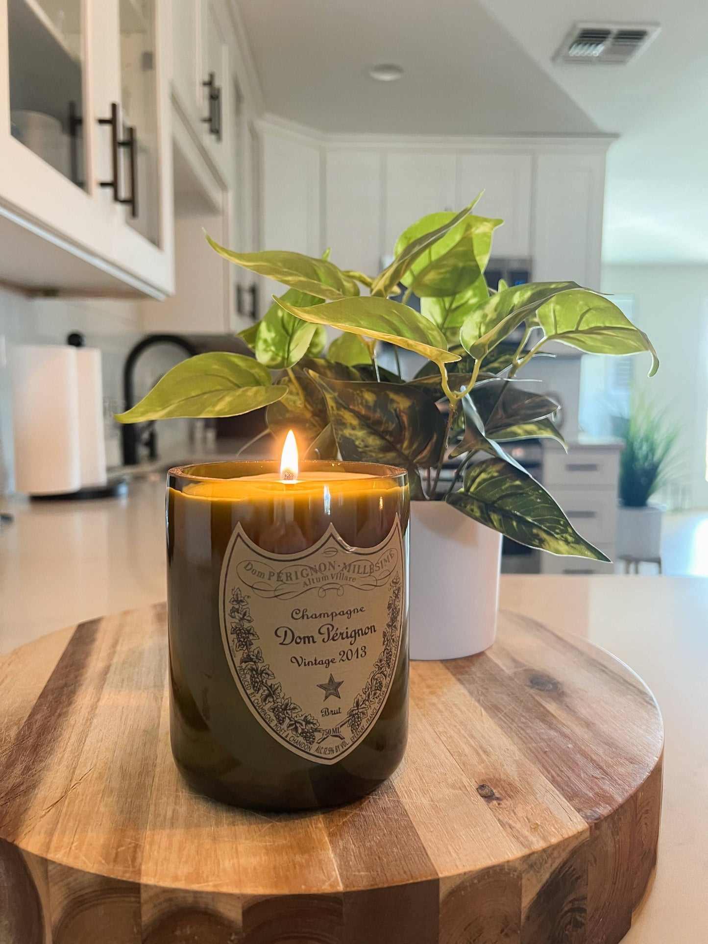 Recycled Dom P Bottle - Vintage Label Candle