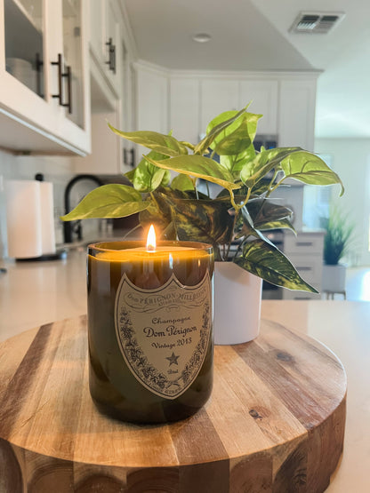 Recycled Dom P Bottle - Vintage Label Candle