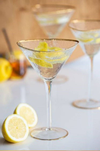 2 Pc Handmade Hammered Martini Glasses