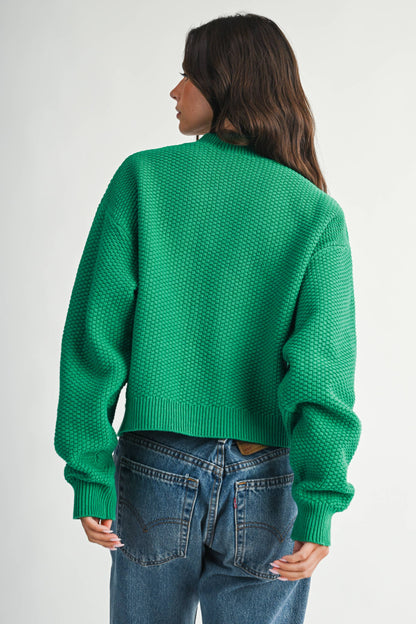 Textured Button Front Cardigan Sweater