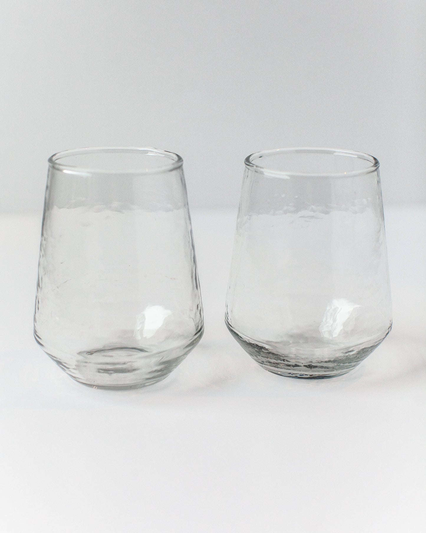 Handblown Hammered Glass Water Tumbler | Pair of 2
