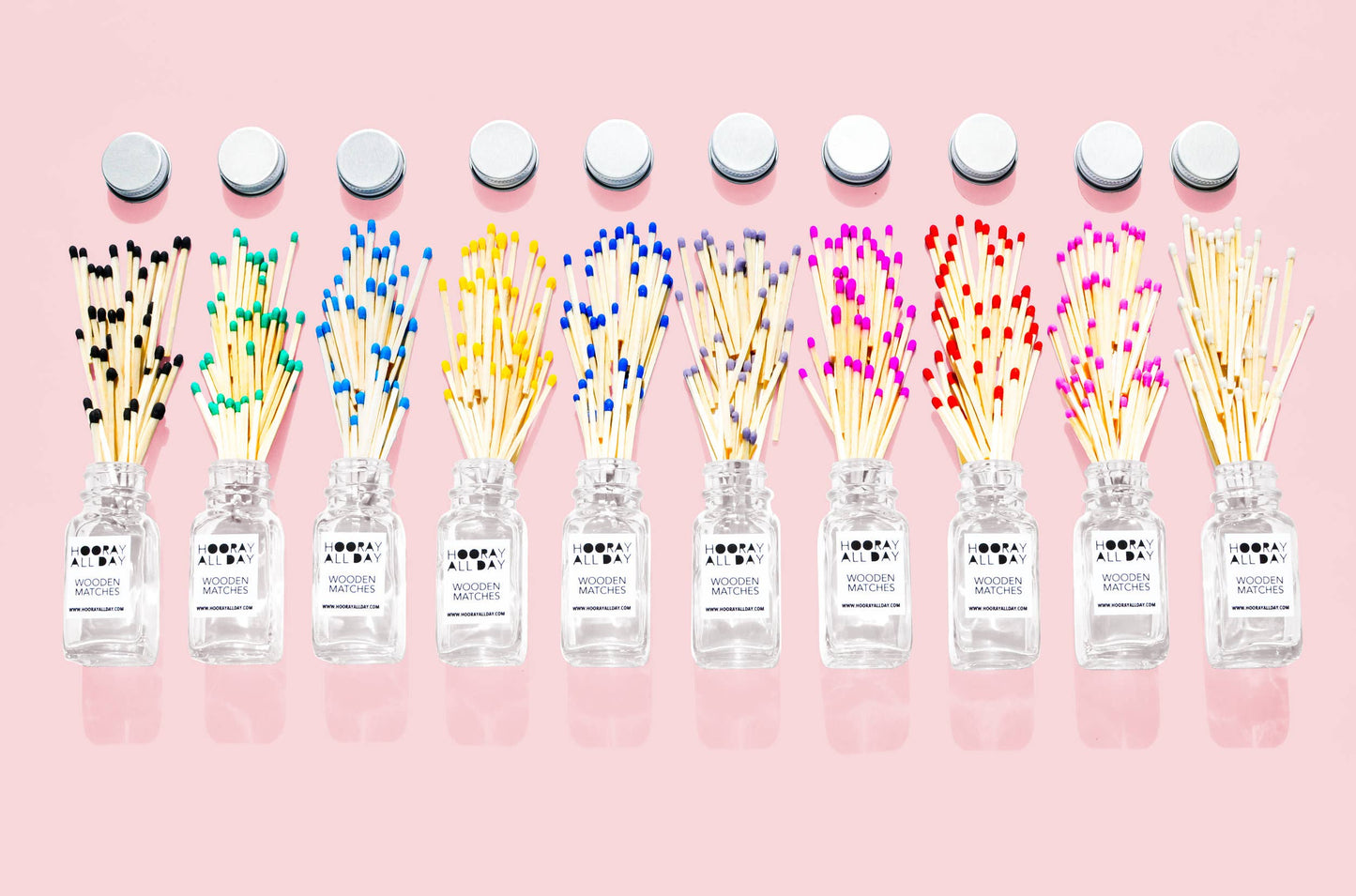 Colorful Wooden Matches In Little Glass Bottle - New Colors!