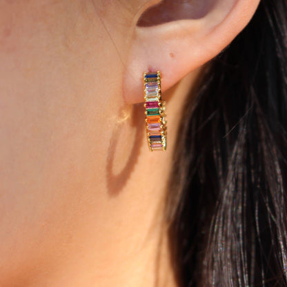 Rainbow Shimmer Hoops
