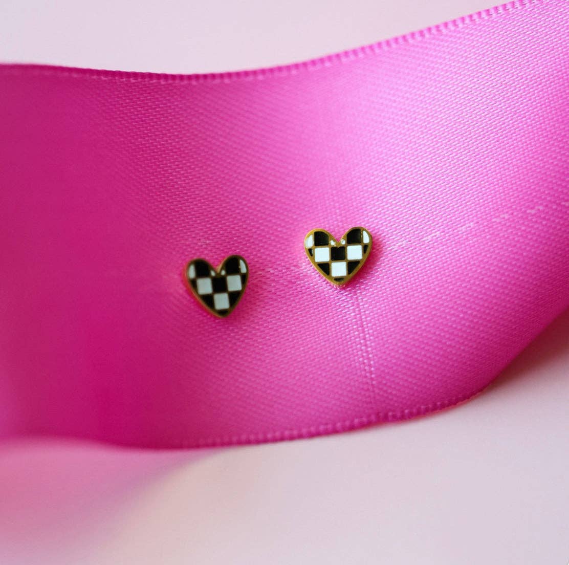 Checkered Heart-Earrings