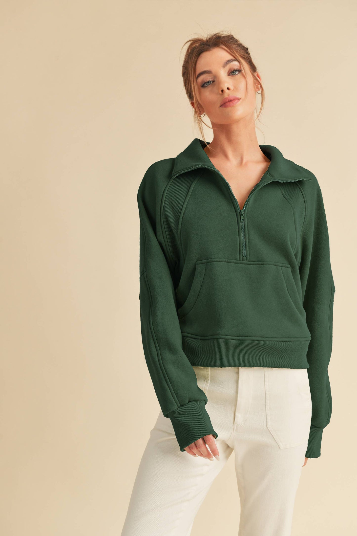 AEMI + CO Dove Funnel Neck Half Zip